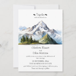 Invitación Boda de árbol verde del bosque de montaña rústico