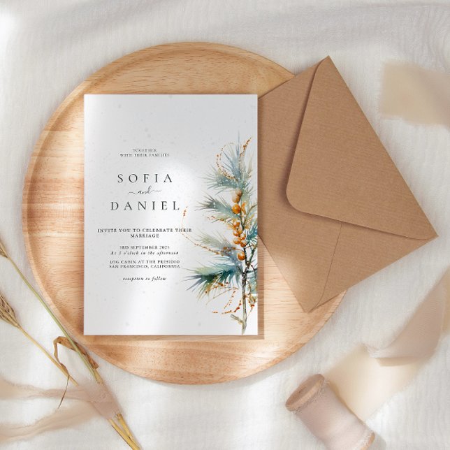 Invitación Boda de Árboles acuáticos de invierno de Navidad (Subido por el creador)