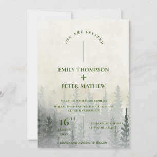 Invitación Boda de Árboles Acuáticos Románticos de Bosques Mi