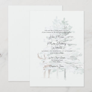 Invitación Boda de árboles de acuarela del bosque moderno y c