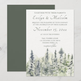 Invitación Boda de Árboles Evergreen Trees de Madera Alta