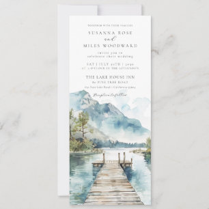 Invitación Boda de Árboles Forestales de Acuarela de Montaña