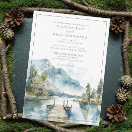 Invitación Boda de Árboles Forestales de Acuarela de Montaña