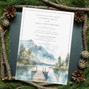 Invitación Boda de Árboles Forestales de Acuarela de Montaña