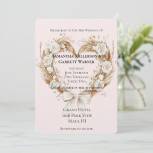 Invitación Boda de arbustos florales de color blanco
