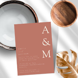 Invitación Boda de arcilla Boho Boho Boho de monograma minima