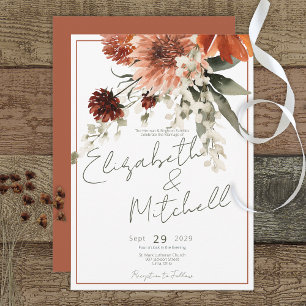 Invitación Boda de arcilla rústica de flores de roya de terra
