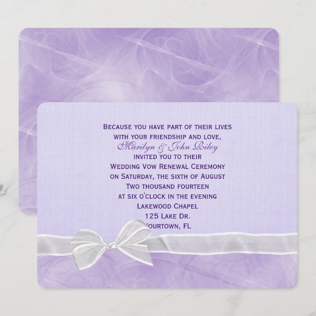 Invitación Boda de arco blanco promete renovación (Anverso / Reverso)