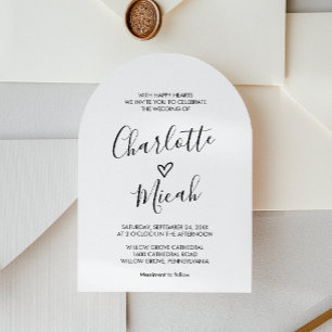 Invitación Boda de Arco Boho Mínimo Sencillo de Corazón de Ma