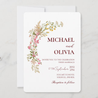 Invitación Boda de arco botánico de flores silvestres en acua