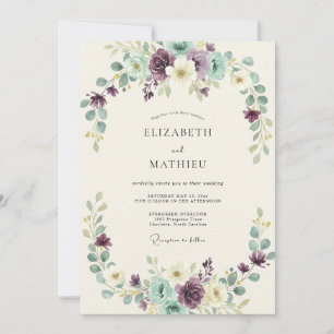 Invitación Boda de Arco Botánico de Menta Morada