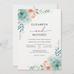 Invitación Boda de arco botánico suave Verde azulado