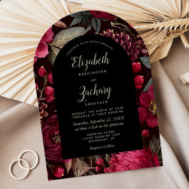 Invitación Boda de arco con patrón floral de piña en color bu