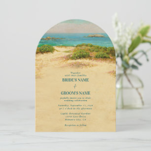 Invitación Boda de arco costero de playa con acuarela