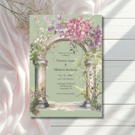 Invitación Boda de Arco de Agua Floral Verde Sage