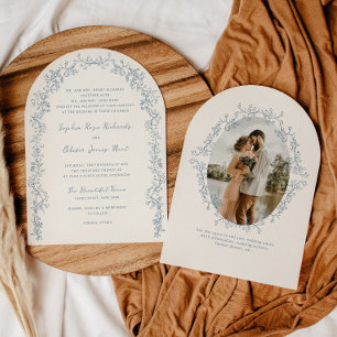 Invitación Boda de Arco de Arte de Línea Floral Rusa Vintage