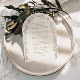 Invitación Boda de Arco de Arte Rústico Vintage Sage Floral L