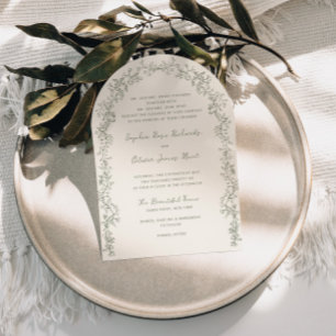 Invitación Boda de Arco de Arte Rústico Vintage Sage Floral L