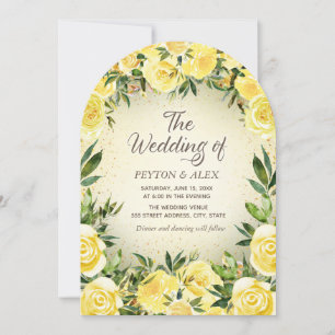 Invitación Boda de arco de color amarillo floral dorado Purpu