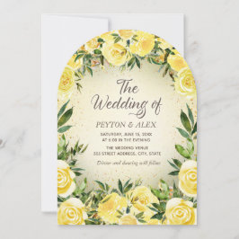 Invitación Boda de arco de color amarillo floral dorado Purpu
