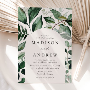 Invitación Boda de Arco de Crema con Verdor Abundante
