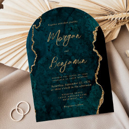 Invitación Boda de Arco de Escritura de Ágata Azul Teal Moder
