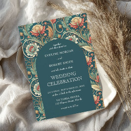 Invitación Boda de arco de estilo floral Art Nouveau vintage