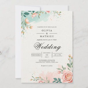 Invitación Boda de Arco de Flor de Té Verde Suave
