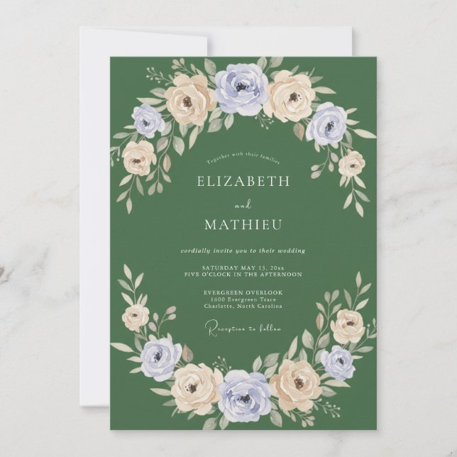 Invitación Boda de Arco de Flor de Verde Salvia (Anverso)