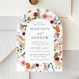 Invitación Boda de arco de flores silvestres en acuarela colo