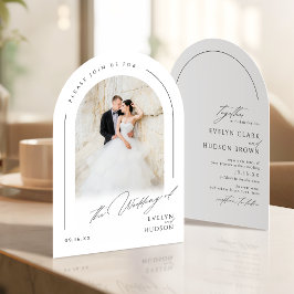 Invitación Boda de arco de foto minimalista de guión moderno