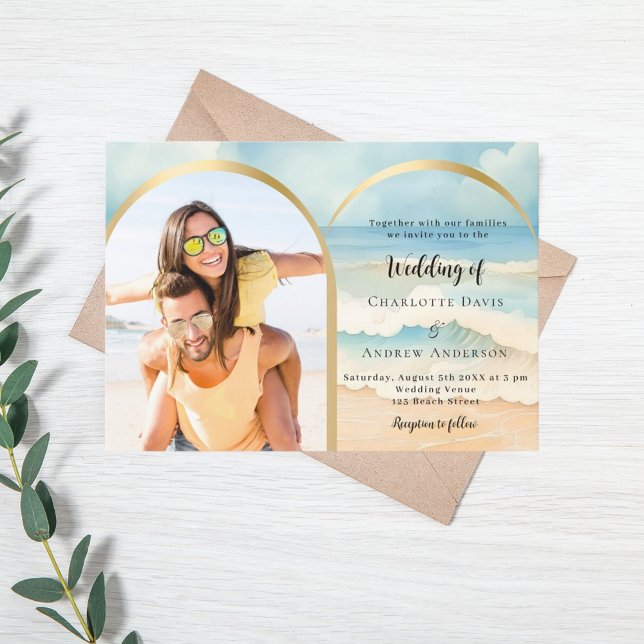 Invitación Boda de arco de fotos de playa (Subido por el creador)
