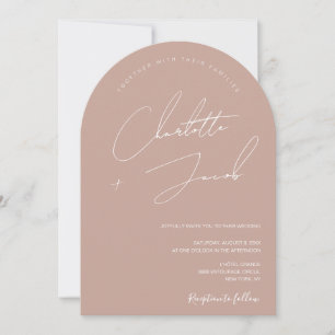 Invitación Boda de arco de guiones modernos rosados de Rubor