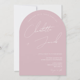 Invitación Boda de arco de guiones rosados con rosa de polvo