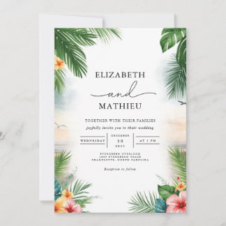 Invitación Boda de arco de hoja tropical