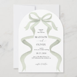 Invitación Boda de Arco de Monograma con Lazo Verde Salvia El