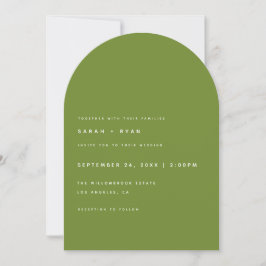 Invitación Boda de arco de olivo verde minimalista moderna