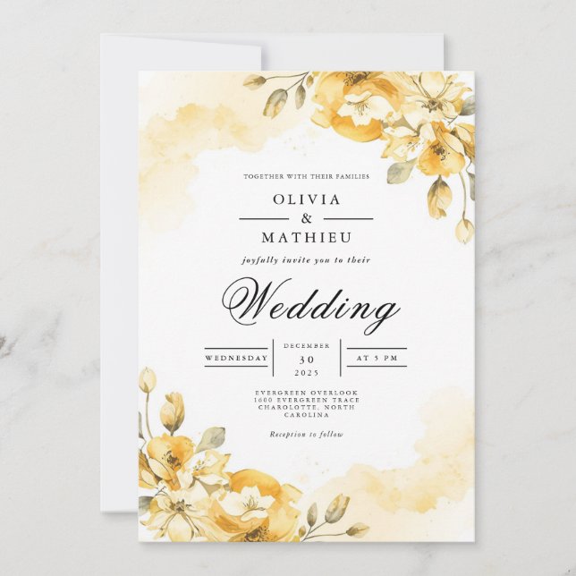 Invitación Boda de Arco de Oro Blossom (Anverso)