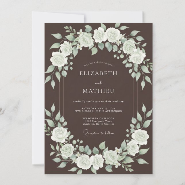 Invitación Boda de Arco de Rosa Marrón (Anverso)
