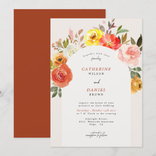 Invitación Boda de Arco Elegante de Floral de Otoño
