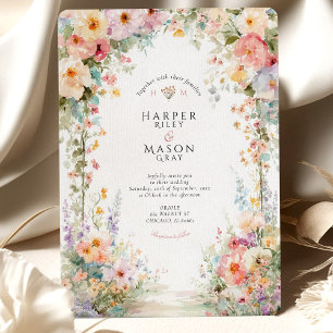 Invitación Boda de Arco Floral Acuarela Pastel