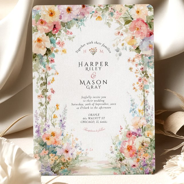 Invitación Boda de Arco Floral Acuarela Pastel (Subido por el creador)