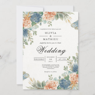 Invitación Boda de arco floral azul suave