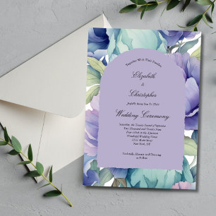 Invitación Boda de arco floral azul verde púrpura