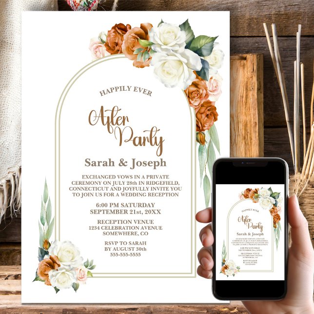 Invitación Boda De Arco Floral Blanco Naranja Quemado Después (Subido por el creador)