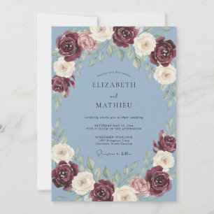 Invitación Boda de Arco Floral Burdeos Rosado