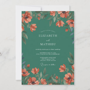 Invitación Boda de arco floral de azul teal profundo