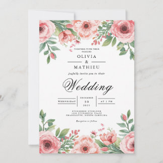 Invitación Boda de arco floral de color rosa suave