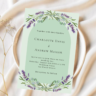 Invitación Boda de arco floral de lavanda verde sabio