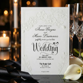 Invitación Boda de arco floral de orquídea blanca con relieve